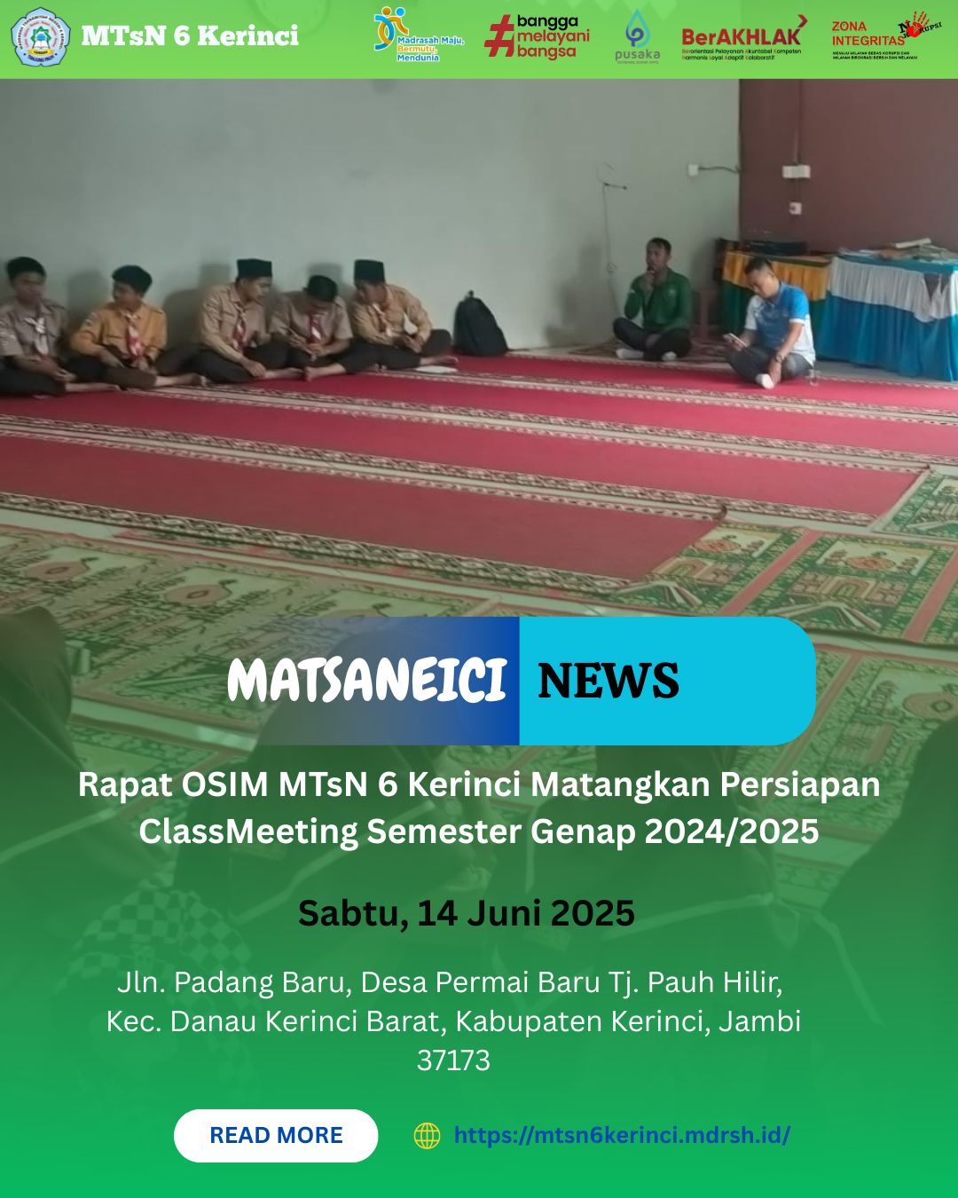 Rapat OSIM MTsN 6 Kerinci Matangkan Persiapan ClassMeeting Semester Genap 2024/2025 Rapat OSIM MTsN 6 Kerinci Matangkan Persiapan ClassMeeting Semester Genap 2024/2025