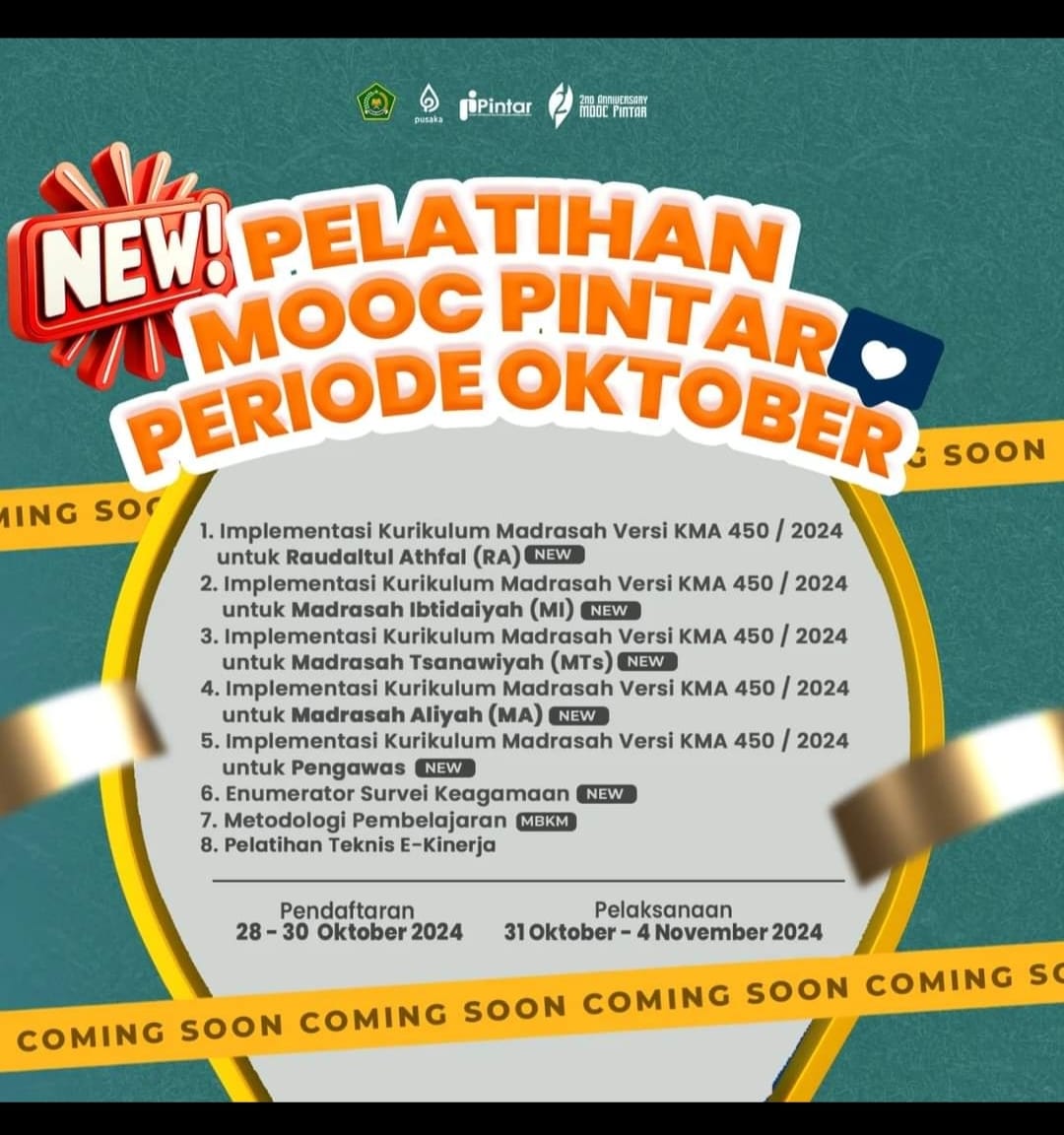 PINTAR Kemenag Buka Delapan Pelatihan Online untuk Oktober-November 2024 PINTAR Kemenag Buka Delapan Pelatihan Online untuk Oktober-November 2024