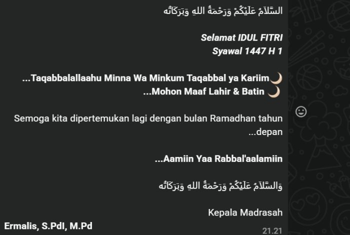 Saling bermaafan di hari Idul Fitri