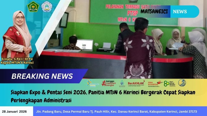 Siapkan Expo & Pentas Seni 2026, Panitia MTsN 6 Kerinci Bergerak Cepat Siapkan Perlengkapan Administrasi