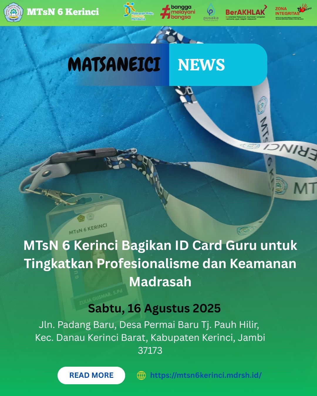 MTsN 6 Kerinci Bagikan ID Card Guru untuk Tingkatkan Profesionalisme dan Keamanan Madrasah MTsN 6 Kerinci Bagikan ID Card Guru untuk Tingkatkan Profesionalisme dan Keamanan Madrasah