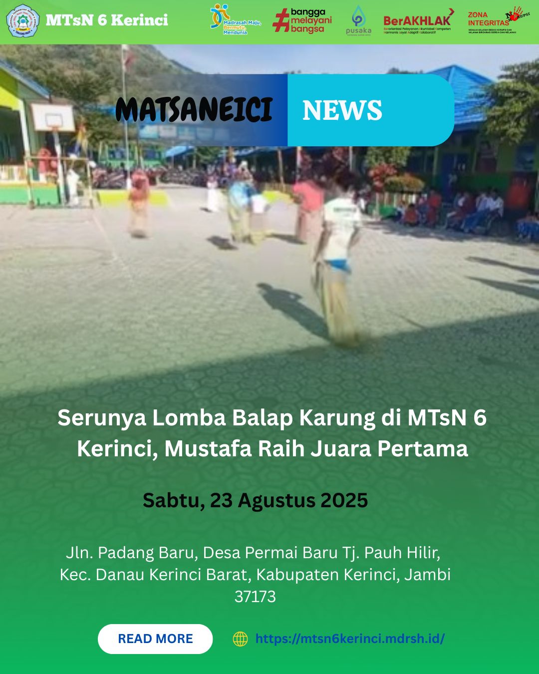 Serunya Lomba Balap Karung di MTsN 6 Kerinci, Mustafa Raih Juara Pertama Serunya Lomba Balap Karung di MTsN 6 Kerinci, Mustafa Raih Juara Pertama