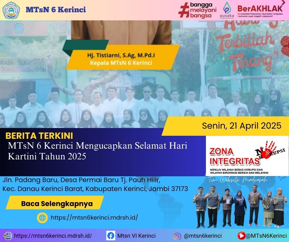 MTSN 6 Kerinci Mengucapkan Selamat Hari Kartini Tahun 2025 