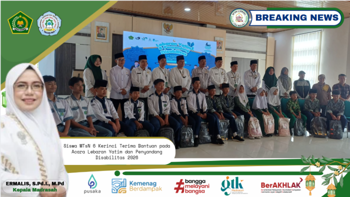 Siswa MTsN 6 Kerinci Terima Bantuan pada Acara Lebaran Yatim dan Penyandang Disabilitas 2026 Siswa MTsN 6 Kerinci Terima Bantuan pada Acara Lebaran Yatim dan Penyandang Disabilitas 2026