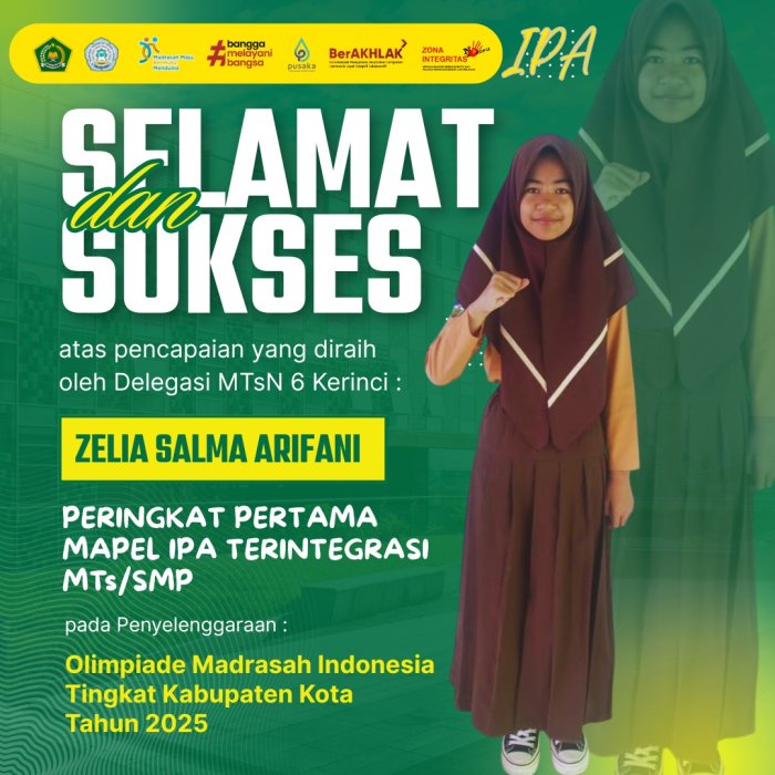 Selamat dan Sukses, Ananda Zalia Salma Arifani Raih Peringkat 1 Olimpiade IPA Tingkat Kabupaten Selamat dan Sukses, Ananda Zalia Salma Arifani Raih Peringkat 1 Olimpiade IPA Tingkat Kabupaten