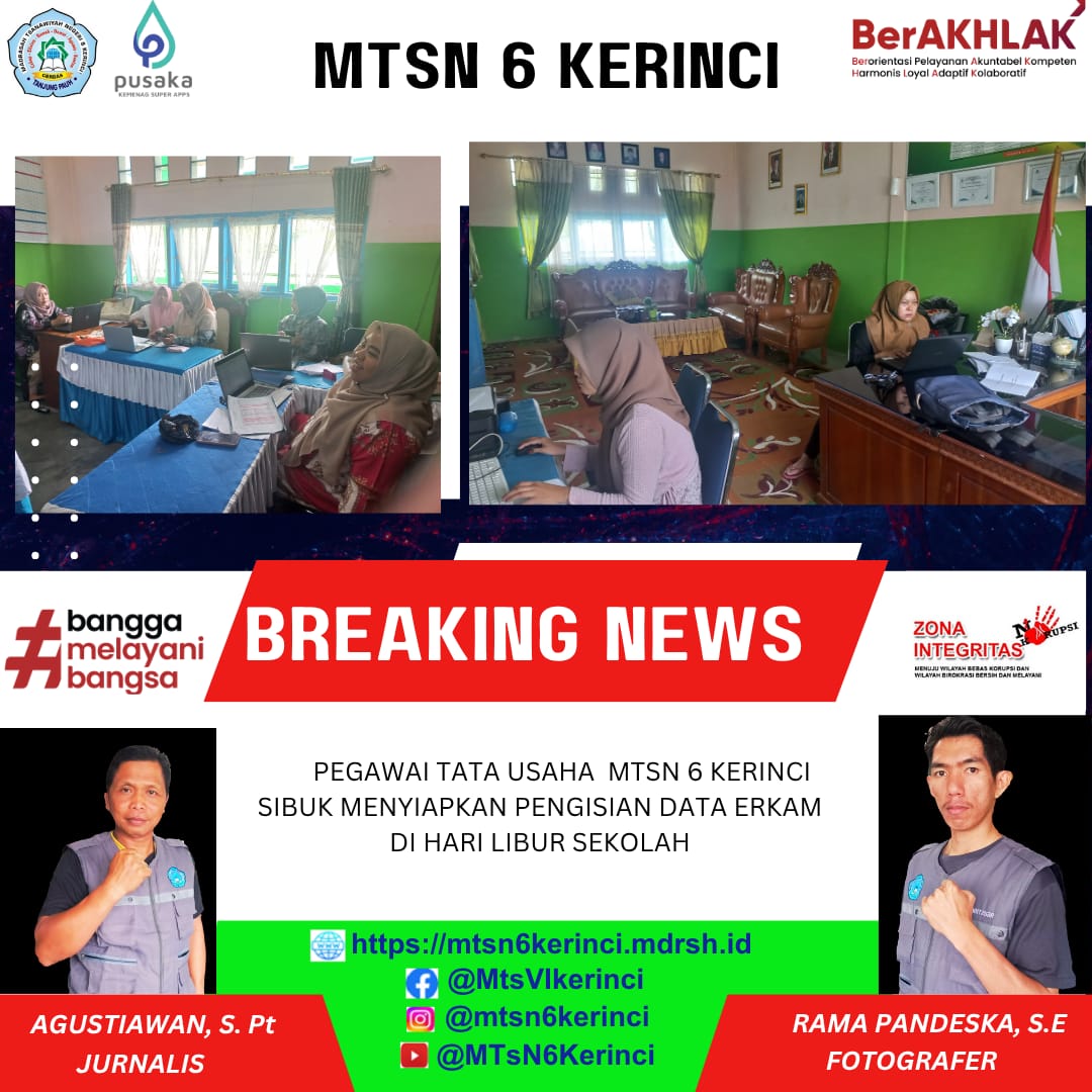 Pegawai Tata Usaha MTs N 6 Kerinci Sibuk Menyiapkan Pengisian Data RKAM di Hari Libur Pegawai Tata Usaha MTs N 6 Kerinci Sibuk Menyiapkan Pengisian Data RKAM di Hari Libur