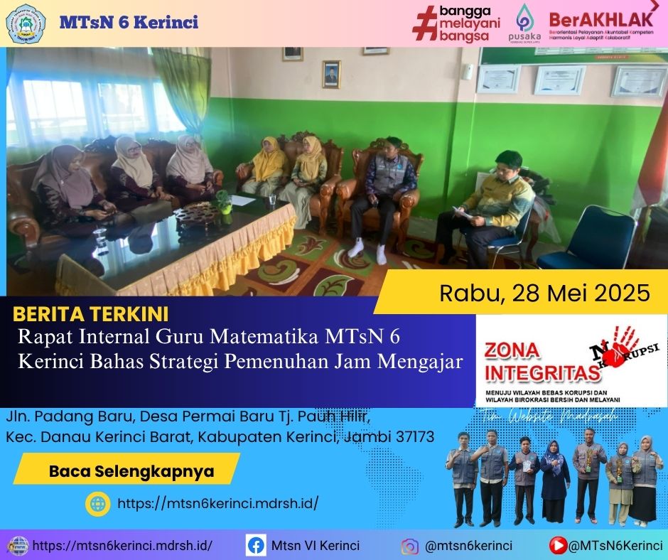 Rapat Internal Guru Matematika MTsN 6 Kerinci Bahas Strategi Pemenuhan Jam Mengajar Rapat Internal Guru Matematika MTsN 6 Kerinci Bahas Strategi Pemenuhan Jam Mengajar