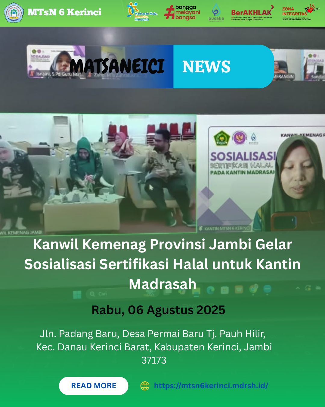 Kanwil Kemenag Provinsi Jambi Gelar Sosialisasi Sertifikasi Halal untuk Kantin Madrasah Kanwil Kemenag Provinsi Jambi Gelar Sosialisasi Sertifikasi Halal untuk Kantin Madrasah