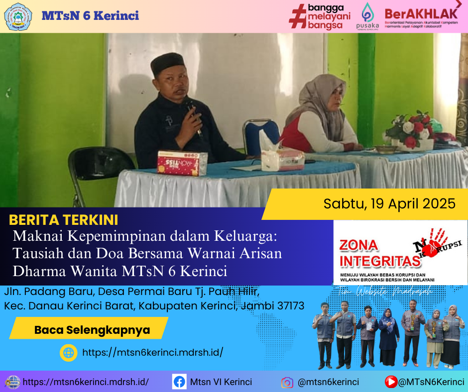 Maknai Kepemimpinan dalam Keluarga: Tausiah dan Doa Bersama Warnai Arisan Dharma Wanita MTsN 6 Kerinci Maknai Kepemimpinan dalam Keluarga: Tausiah dan Doa Bersama Warnai Arisan Dharma Wanita MTsN 6 Kerinci