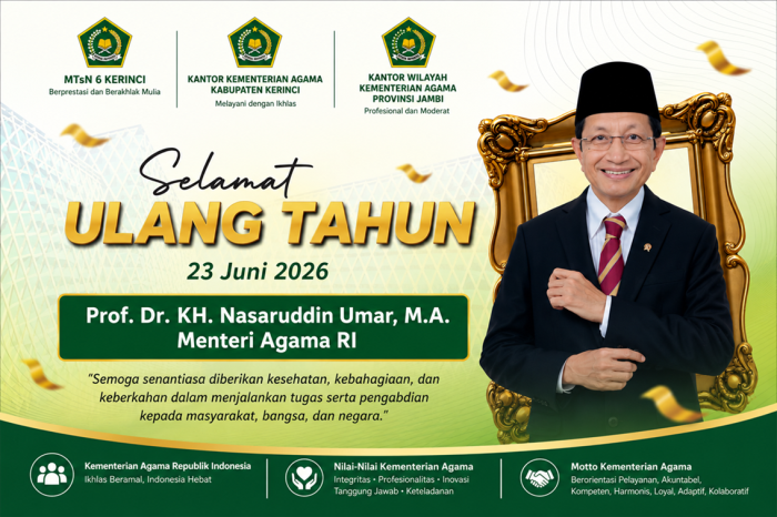 Doa dan Harapan untuk Menteri Agama, MTsN 6 Kerinci Sampaikan Ucapan Penuh Berkah Doa dan Harapan untuk Menteri Agama, MTsN 6 Kerinci Sampaikan Ucapan Penuh Berkah