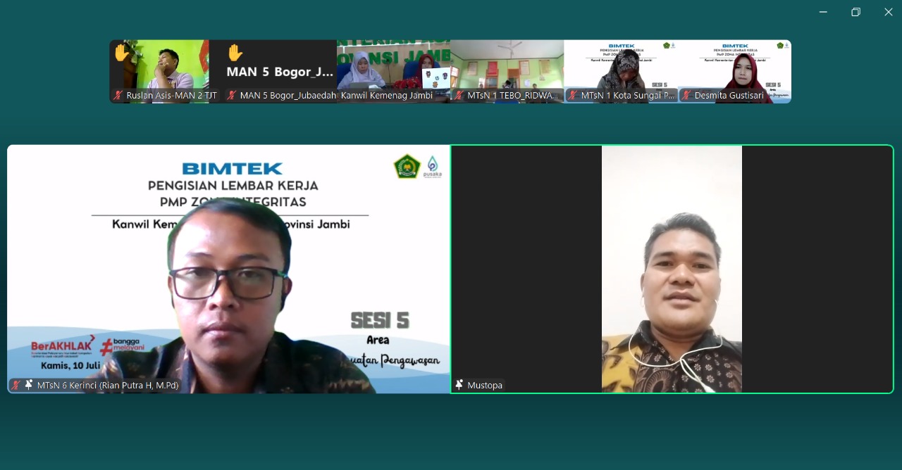 Tim ZI MTsN 6 Kerinci Tetap Fokus Ikuti Bimtek ZI Area 5 Penguatan Pengawasan Tim ZI MTsN 6 Kerinci Tetap Fokus Ikuti Bimtek ZI Area 5 Penguatan Pengawasan