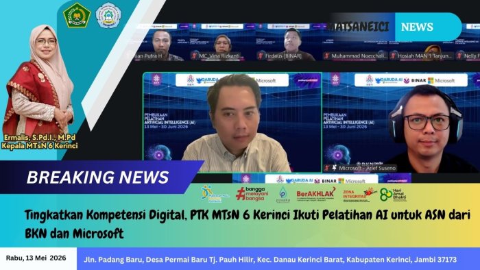 Tingkatkan Kompetensi Digital, PTK MTsN 6 Kerinci Ikuti Pelatihan AI untuk ASN dari BKN dan Microsoft