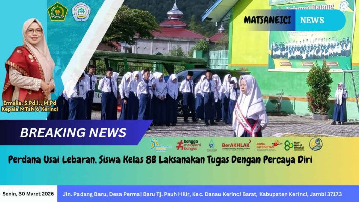 Perdana Usai Lebaran, Siswa Kelas 8B Laksanakan Tugas Dengan Percaya Diri