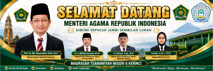 Menyambut Tamu Agung, Keluarga Besar MTsN 6 Kerinci Bersiap Penuh Khidmat Kedatangan Menteri Agama RI Menyambut Tamu Agung, Keluarga Besar MTsN 6 Kerinci Bersiap Penuh Khidmat Kedatangan Menteri Agama RI