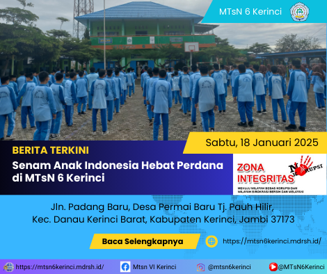 Senam Anak Indonesia Hebat Perdana Di MTsN 6 Kerinci Senam Anak Indonesia Hebat Perdana Di MTsN 6 Kerinci