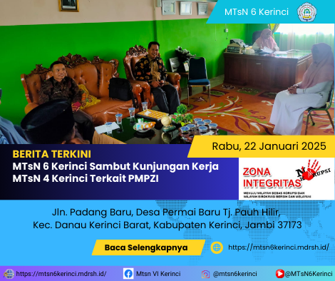MTsN 6 Kerinci Sambut Kunjungan Kerja MTsN 4 Kerinci Terkait PMPZI MTsN 6 Kerinci Sambut Kunjungan Kerja MTsN 4 Kerinci Terkait PMPZI