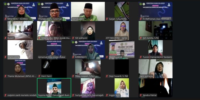 PTK MTsN 6 Kerinci Ikuti Webinar Implementasi Kurikulum Berbasis Cinta