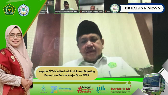 Kepala MTsN 6 Kerinci Ikuti Zoom Meeting Pemetaan Beban Kerja Guru PPPK