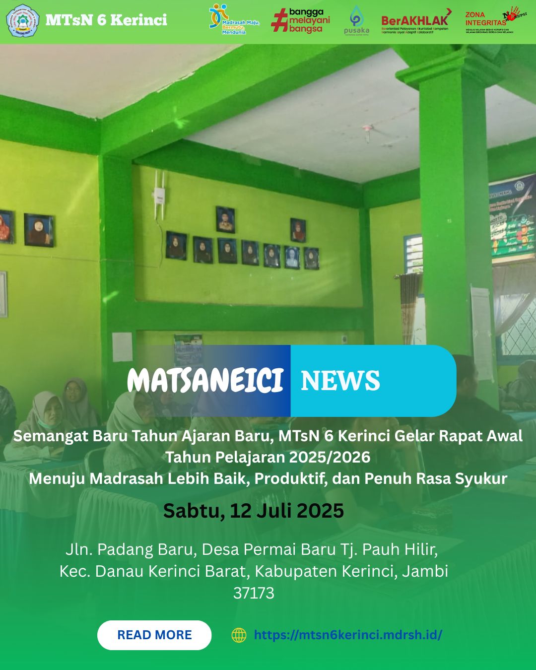 Semangat Baru Tahun Ajaran Baru, MTsN 6 Kerinci Gelar Rapat Awal Tahun Pelajaran 2025/2026 Menuju Madrasah Lebih Baik, Produktif, dan Penuh Rasa Syukur Semangat Baru Tahun Ajaran Baru, MTsN 6 Kerinci Gelar Rapat Awal Tahun Pelajaran 2025/2026 Menuju Madrasah Lebih Baik, Produktif, dan Penuh Rasa Syukur