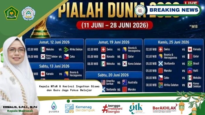 Kepala MTsN 6 Kerinci Ingatkan Siswa dan Guru Jaga Fokus Belajar Kepala MTsN 6 Kerinci Ingatkan Siswa dan Guru Jaga Fokus Belajar