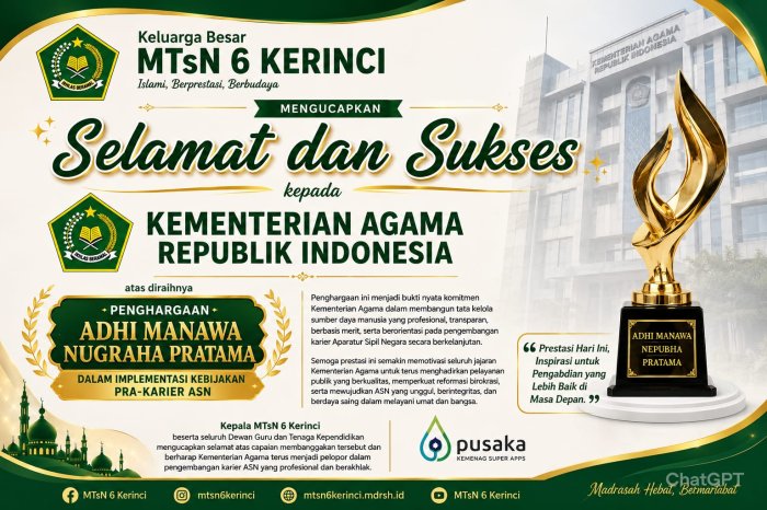 Selamat dan Sukses Kementerian Agama Republik Indonesia Atas Anugrah Adhi Manawa Nugraha Pratama Selamat dan Sukses Kementerian Agama Republik Indonesia Atas Anugrah Adhi Manawa Nugraha Pratama