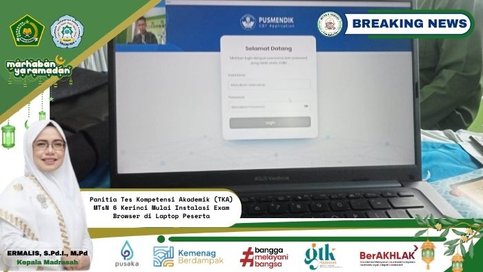 Panitia Tes Kompetensi Akademik (TKA) MTsN 6 Kerinci Mulai Instalasi Exam Browser di Laptop Peserta